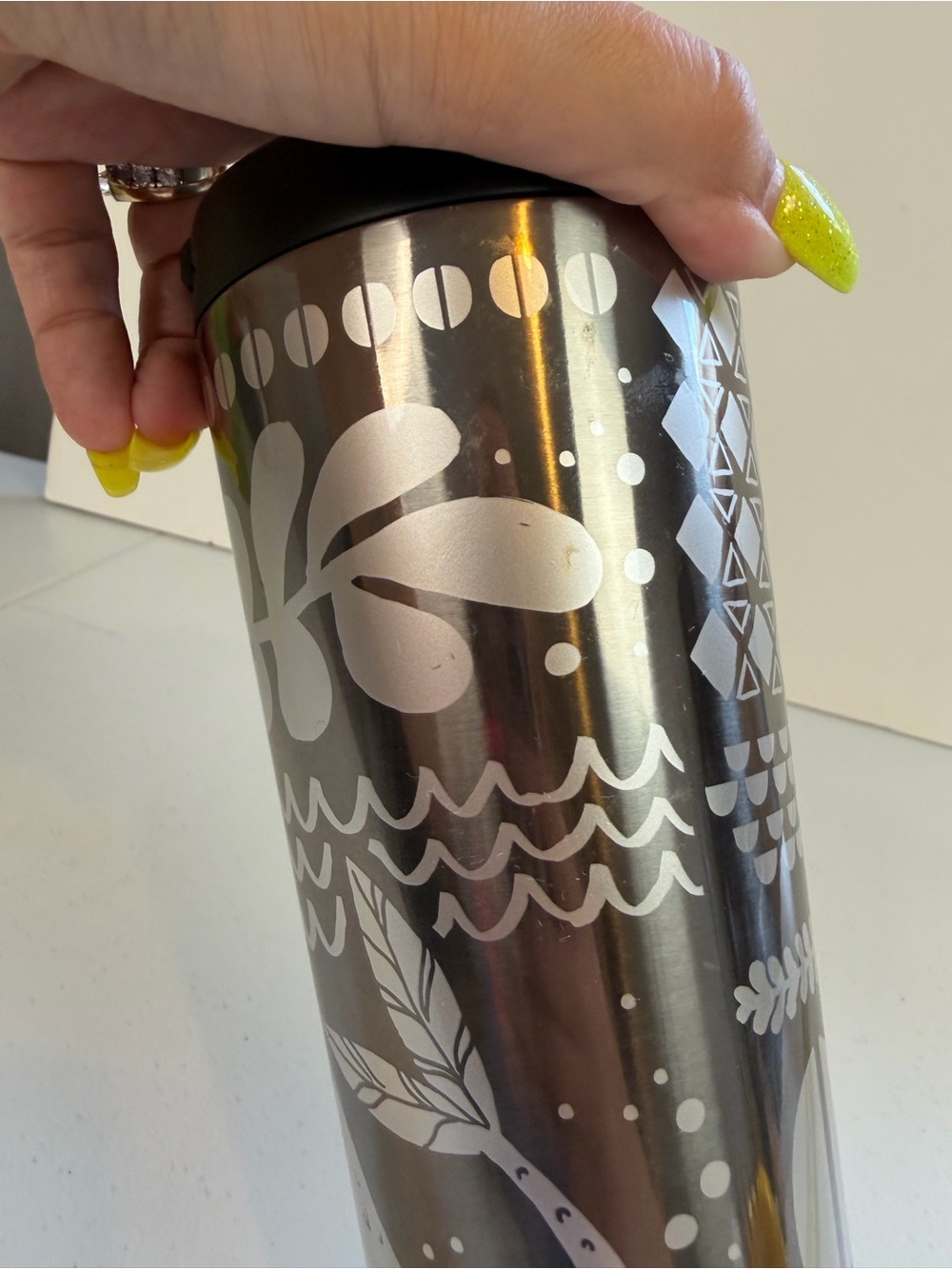 Starbucks Coffee Travel Mug Tumbler 16 oz  2017 Metallic on Black Siren Mermaid - Picture 4 of 8